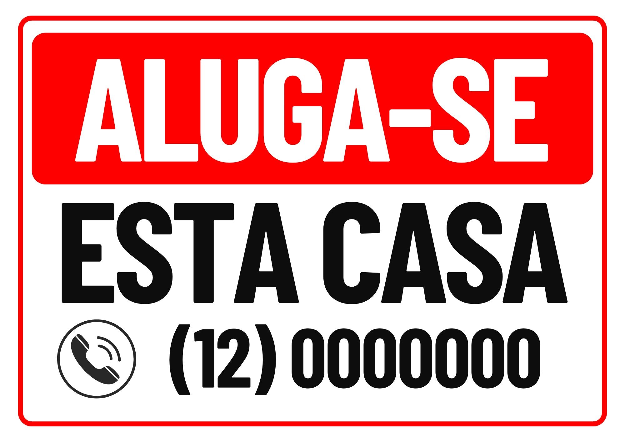 Placa de Aluga-se Documento A4 Vermelho e Preto - 1