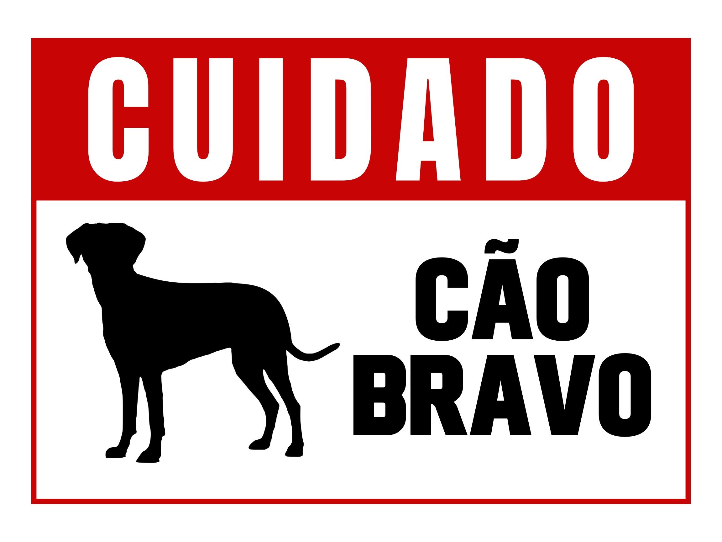 Placa de jardim cuidado cão bravo simples vermelho - 1
